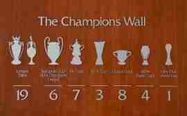 利物浦官方晒出了更新后冠军墙