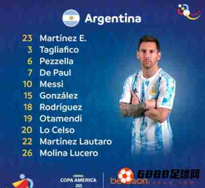 <b>阿根廷vs哥伦比亚首发公布：奥塔门迪，莫里纳在列</b>