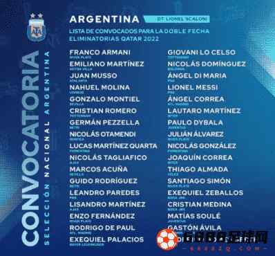 阿根廷国家队世预赛成员名单：罗梅罗，佩泽拉在内