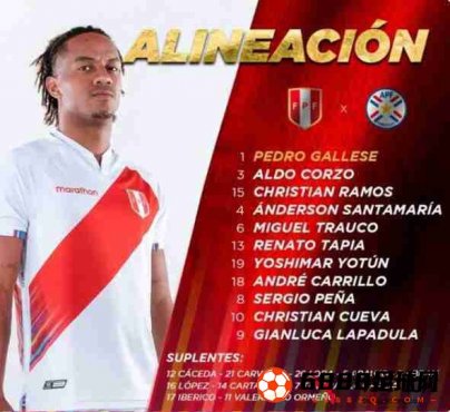 秘鲁vs巴拉圭首发公布：圣马里亚、特朗科在列