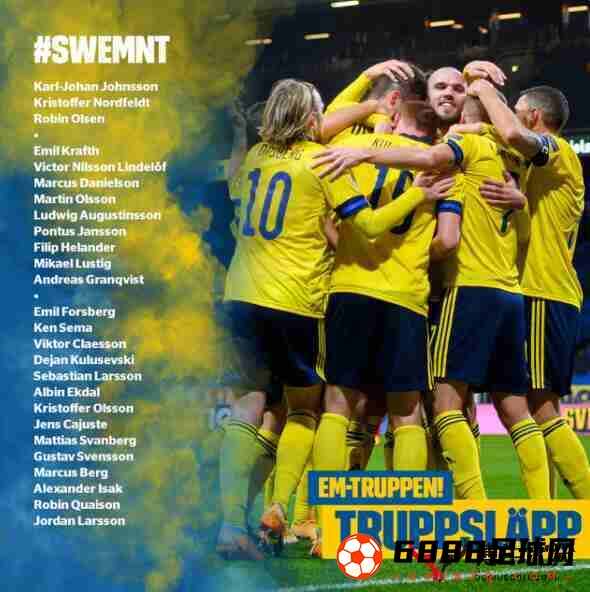 瑞典国家队,瑞典国家队欧洲杯大名单出炉：塞马，斯文森在列